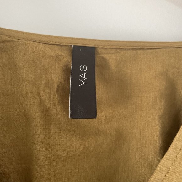 YAS Medium 10 Mustard Long Sleeve Dress RRP $129 Balloon Knee Length Ermi Cotton - Picture 4 of 12